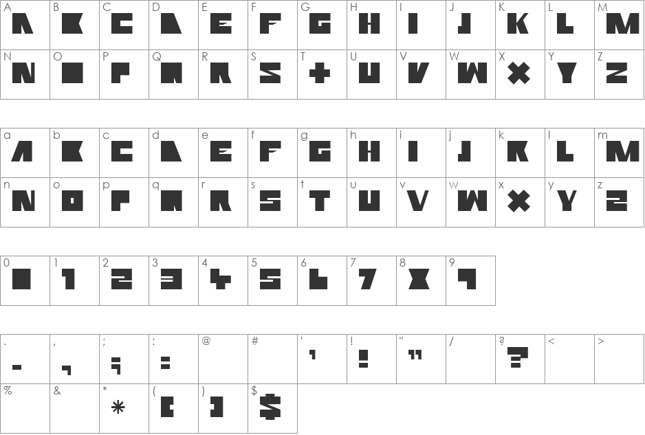 Rammstein Remix font character map preview