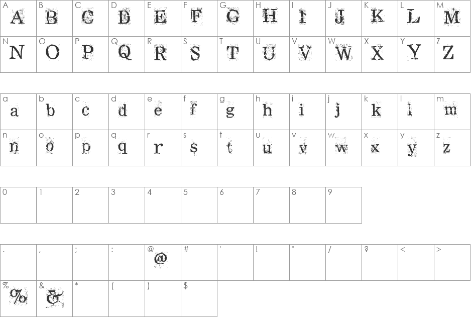 RamRod font character map preview