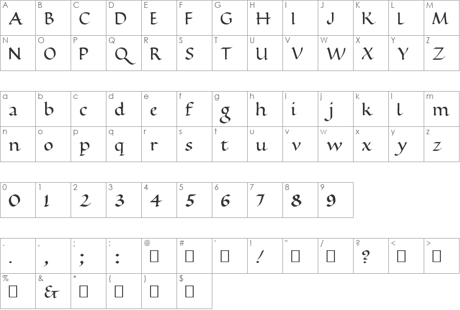 Ramsey Foundational - DGL font character map preview