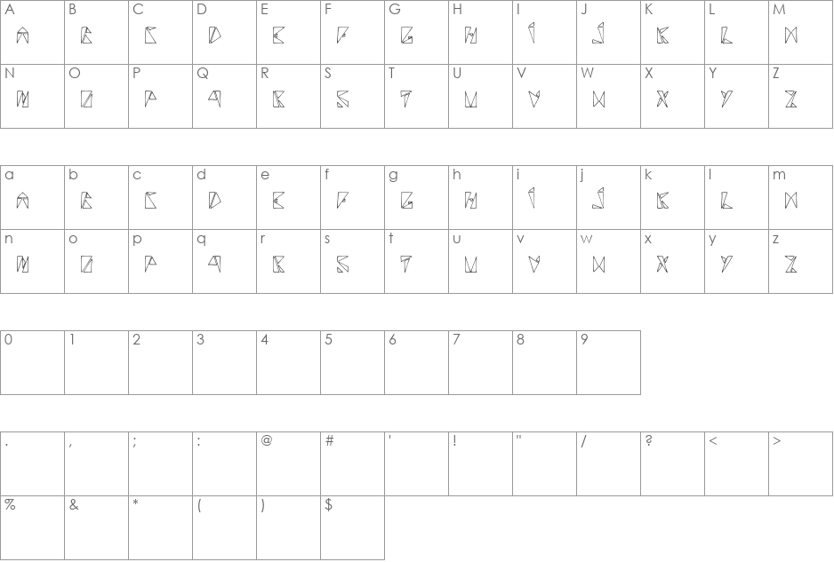 rancune triangulaire font character map preview