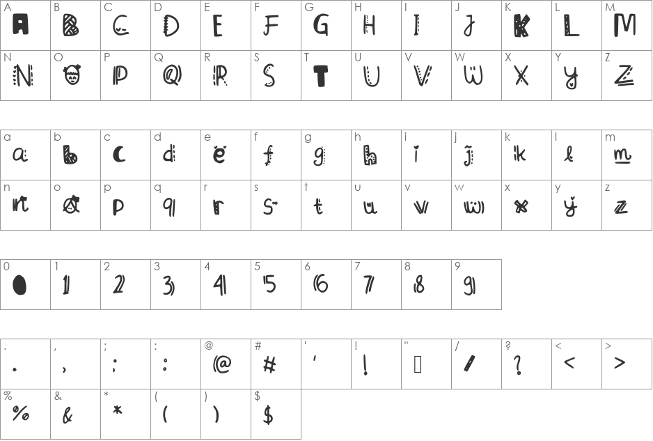 Random font character map preview