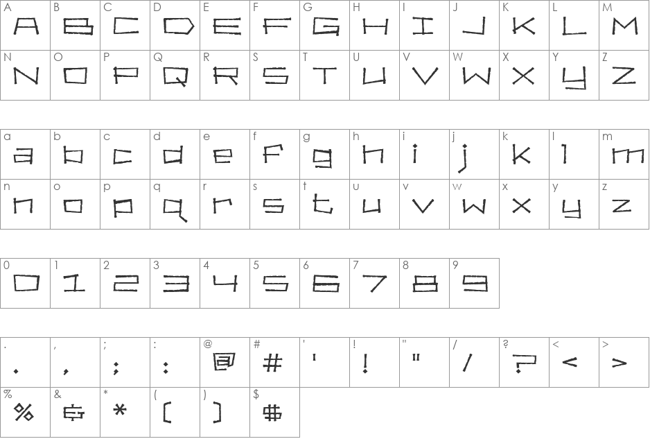 Bahama Slim font character map preview