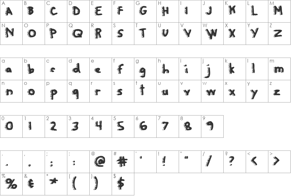 RapaNuiLetters font character map preview