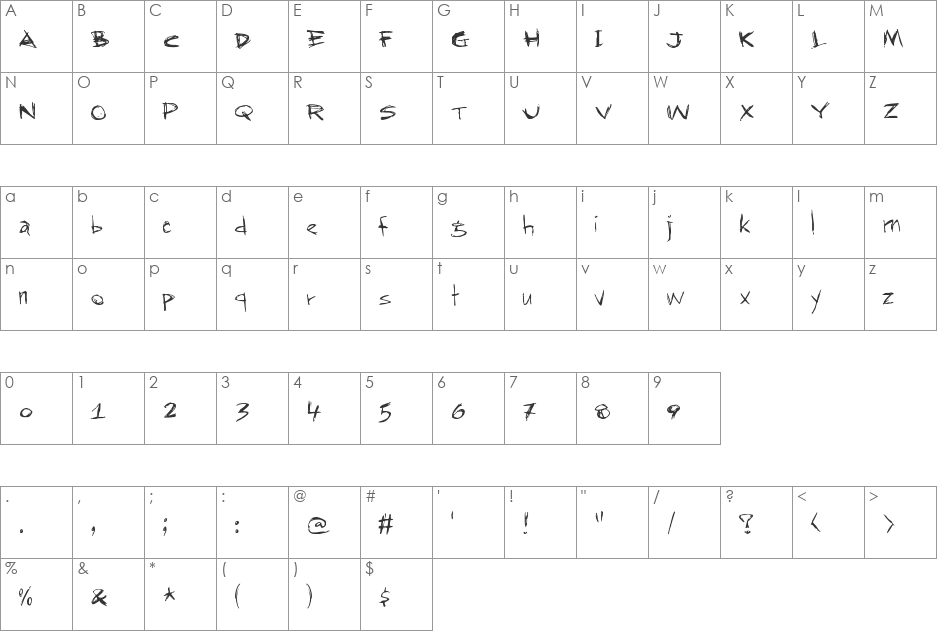 RapJack font character map preview
