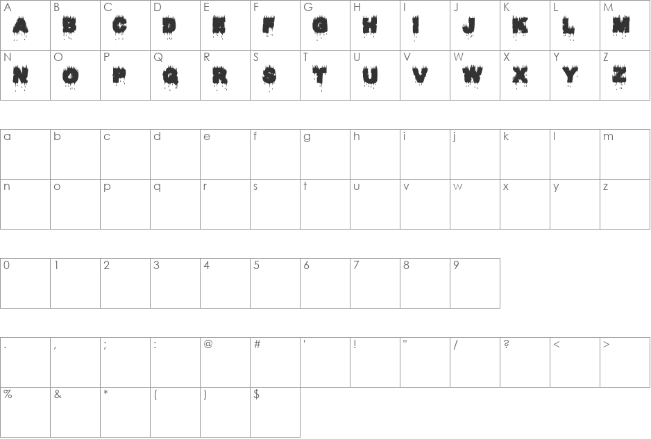 RAPTOR KILL font character map preview