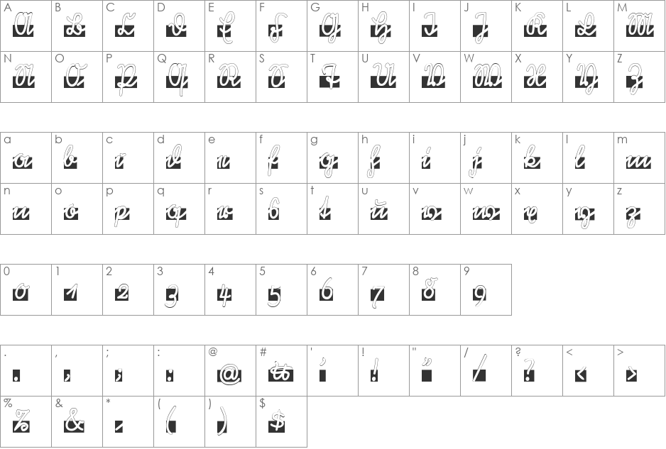 Rastenburg Band font character map preview