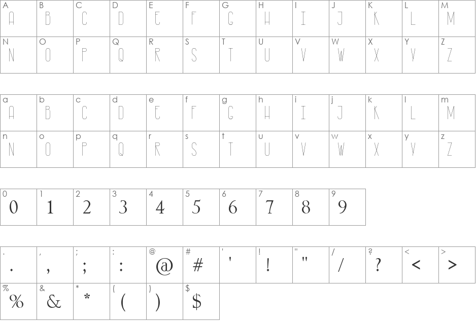 rasty lop font character map preview