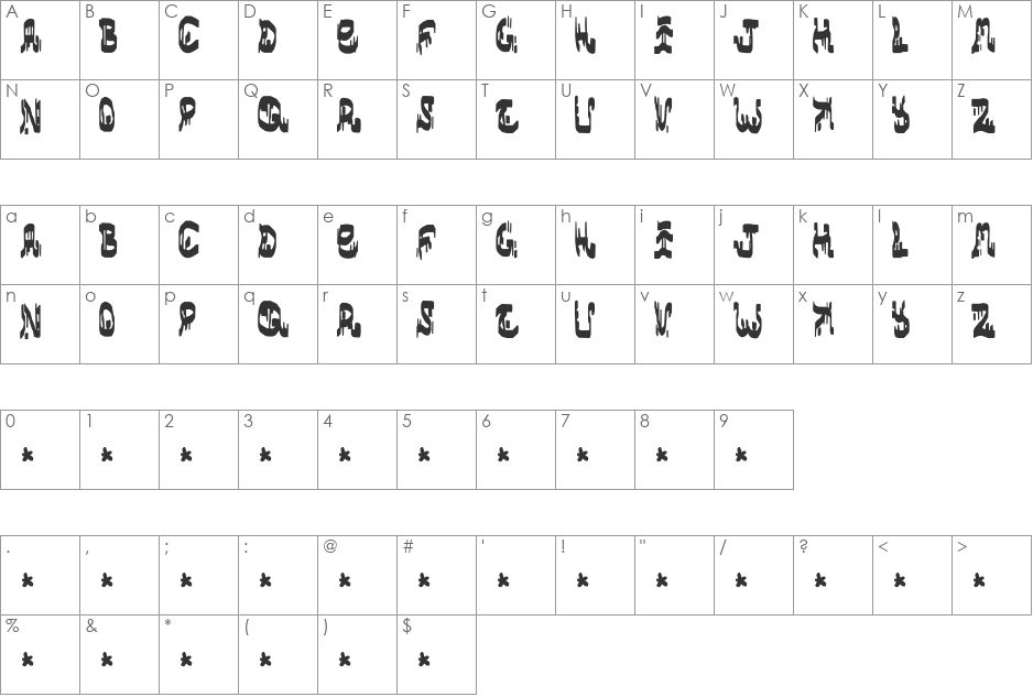 rathole. font character map preview