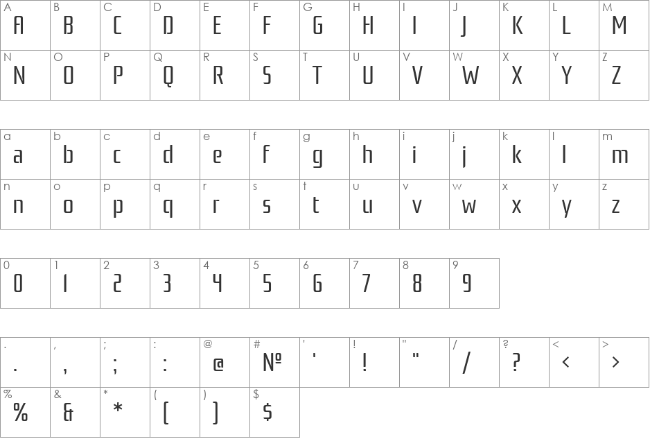 Rationale font character map preview
