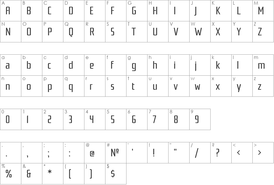 Rationale One font character map preview