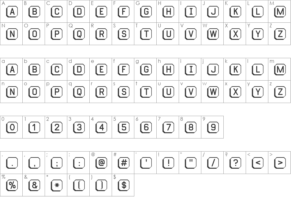RatsampleMac3D font character map preview