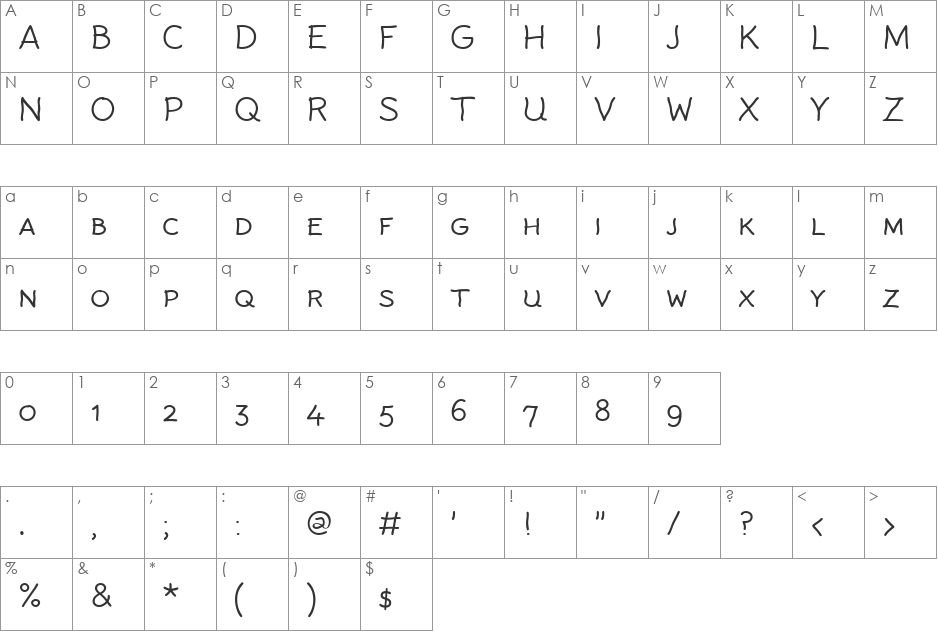 Rattlescript-LightCaps font character map preview