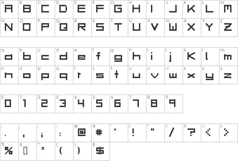 Rave font character map preview