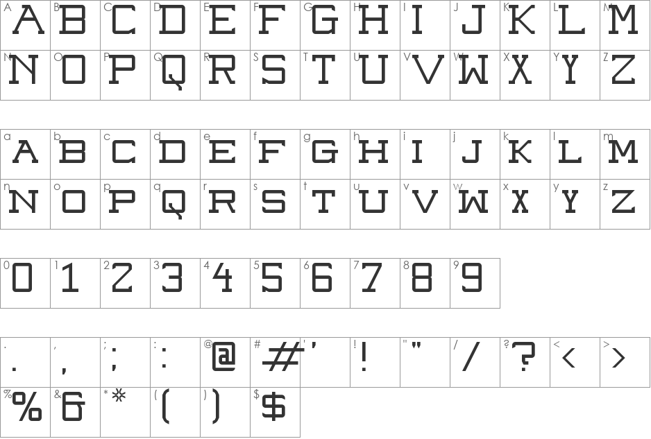 Raven Serif NBP font character map preview