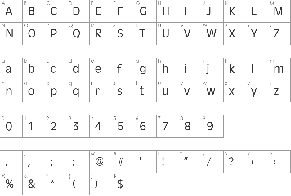 Ravenna-Regular font character map preview