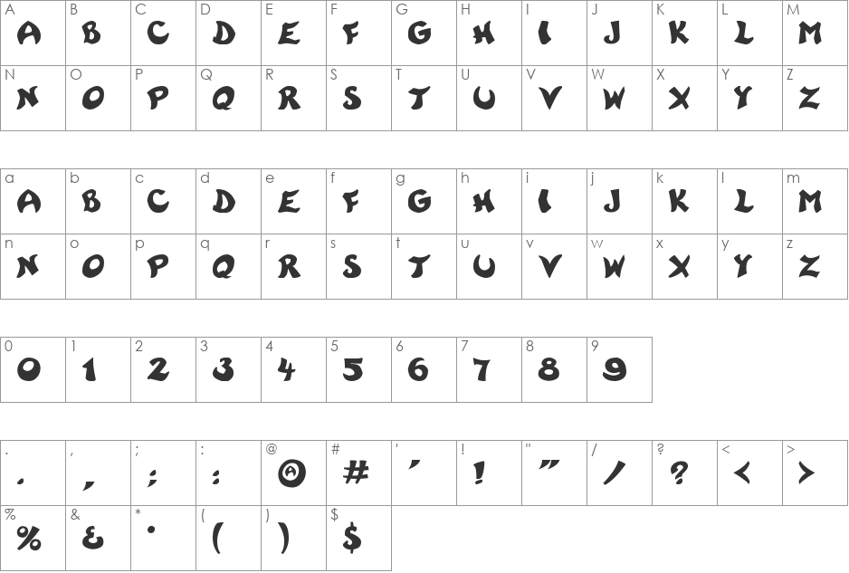 Rayman font character map preview