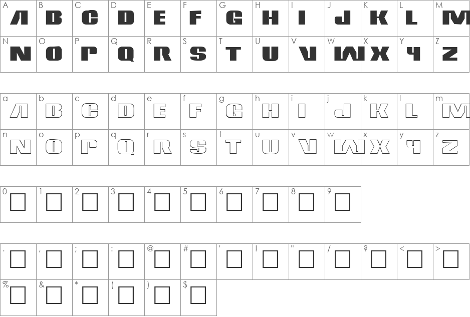RCA font character map preview