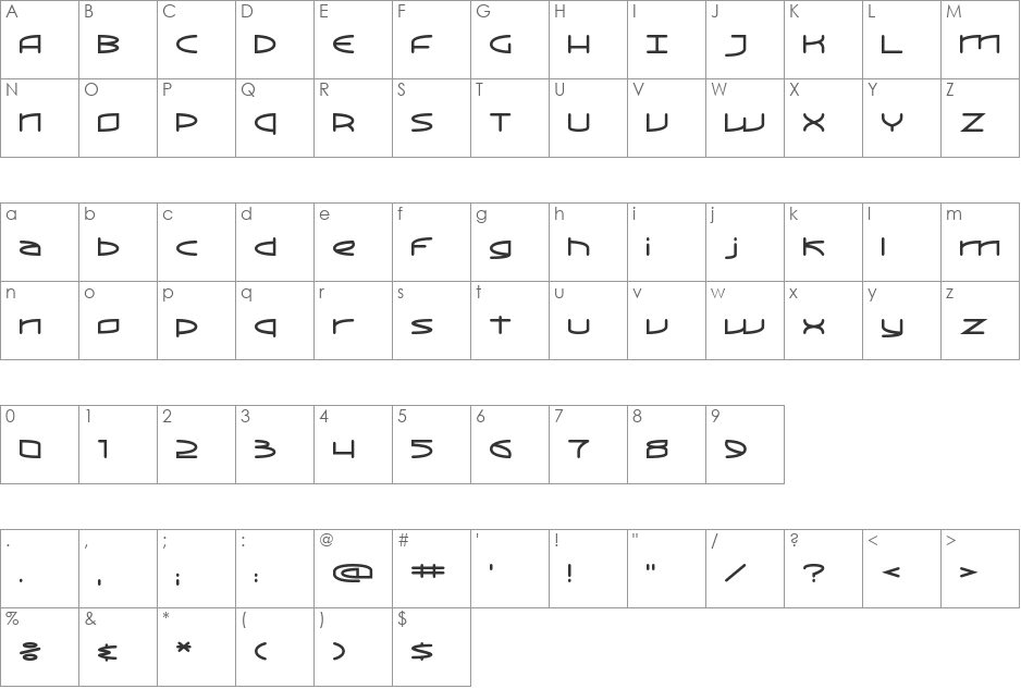 ReadOut font character map preview