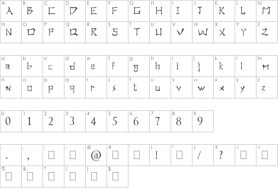 Real Chinese font character map preview