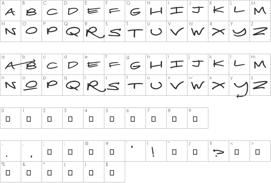 Real Toyz font character map preview