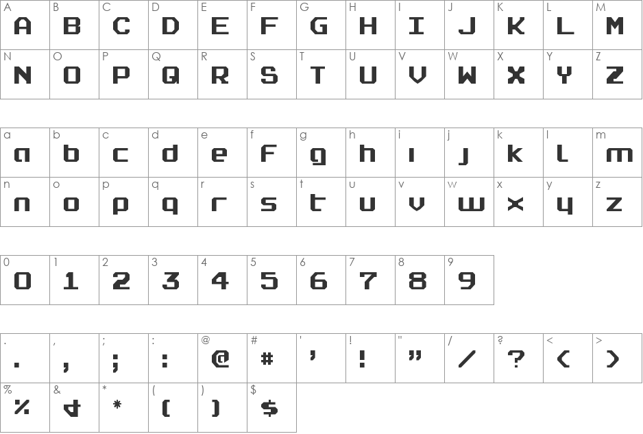 Realpolitik Shadow Italic font character map preview