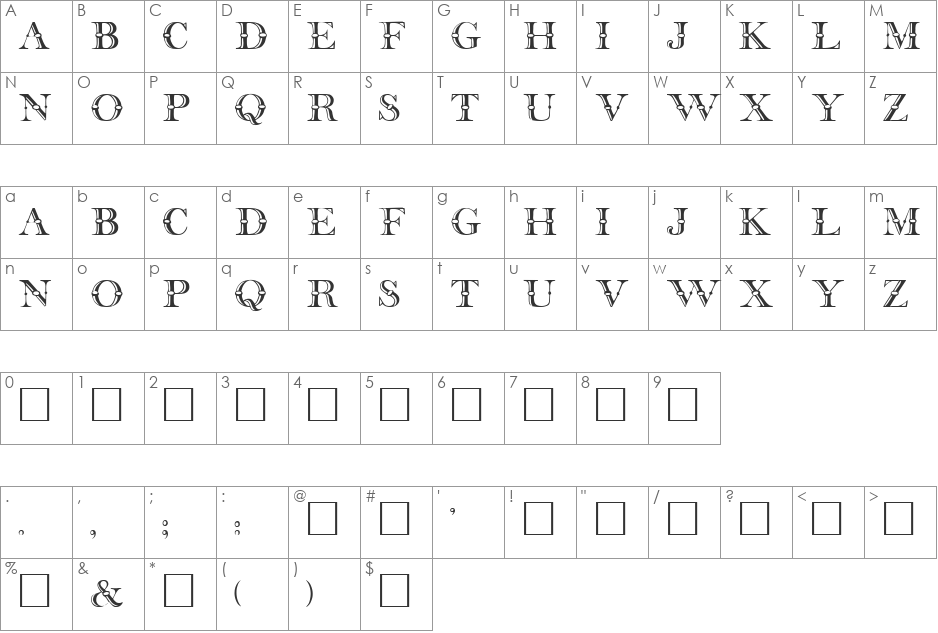 BAILEY font character map preview