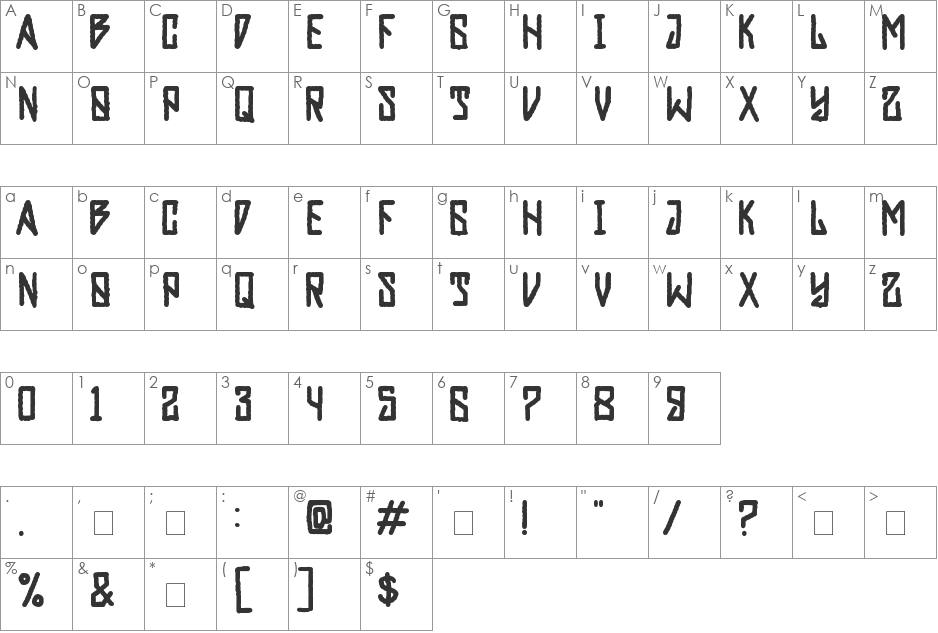 REBEL POWER font character map preview