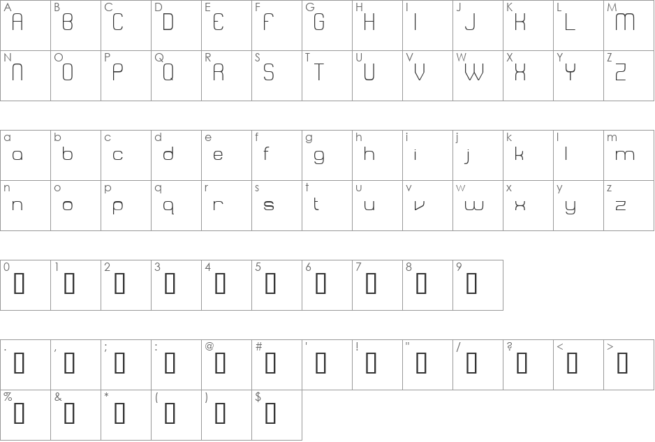 Recalcitrance font character map preview