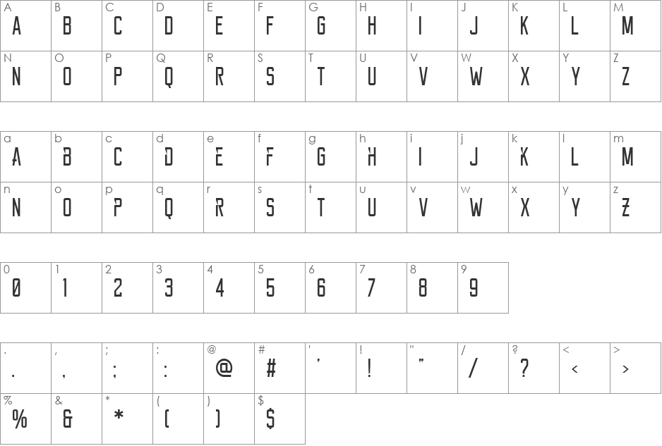 Reckoner Bold font character map preview