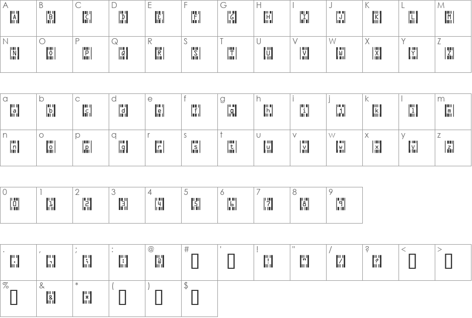 Recognition font character map preview
