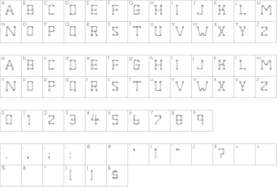 Rectangular Fonts font character map preview