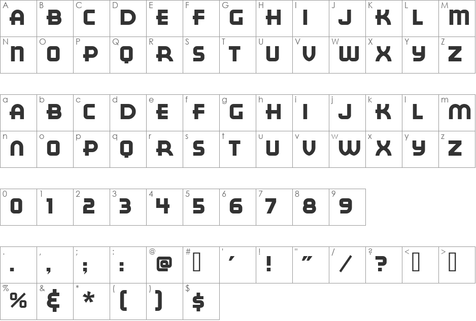 Red Circle font character map preview