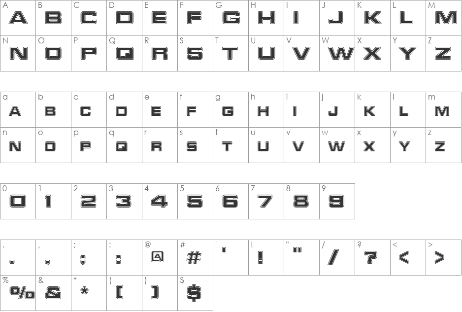 RedAlert font character map preview