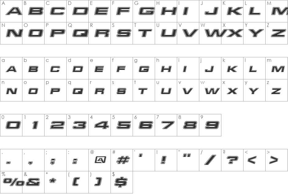 RedAlertExtended font character map preview