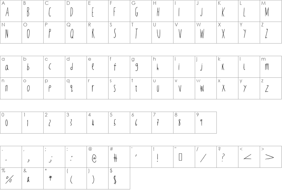 RedBalloon2 font character map preview