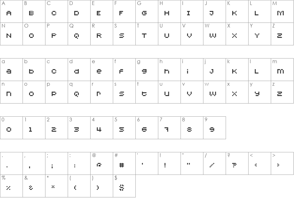Redensek font character map preview