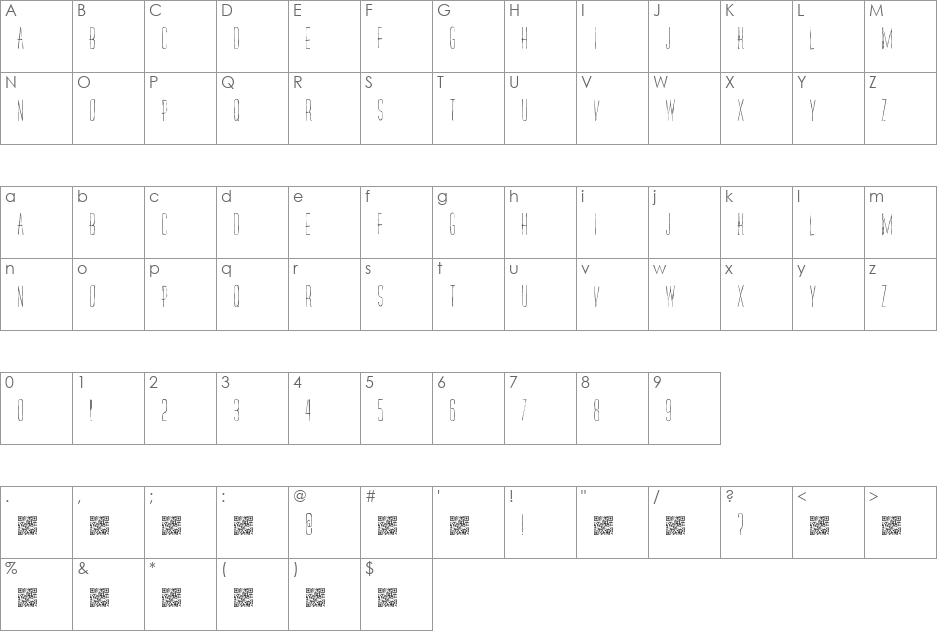 RedlightDistrict font character map preview