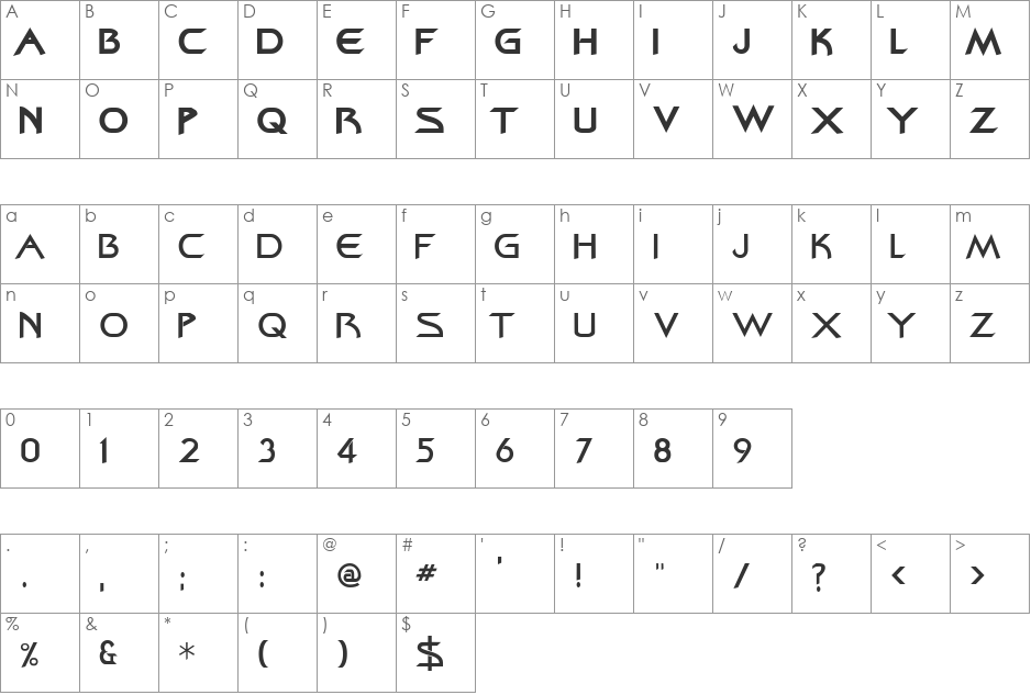 Bajoran font character map preview