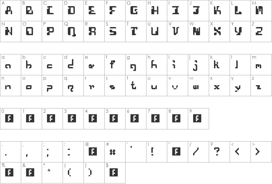 ReEvolution font character map preview
