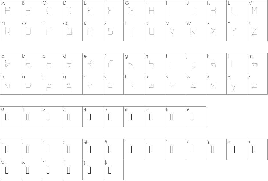 REGARD font character map preview