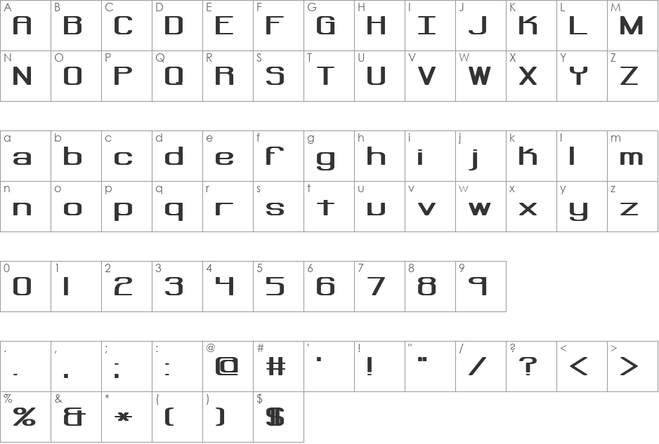 Regenerate (BRK) font character map preview