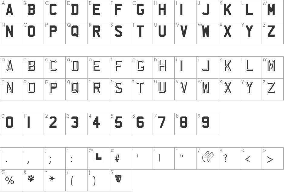 REGISTRATION PLATE UK font character map preview