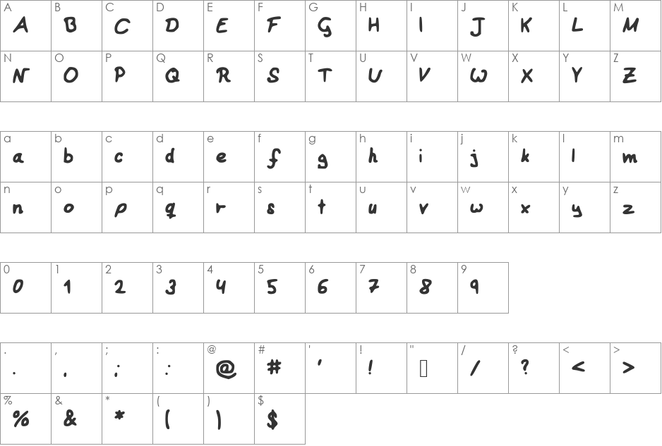 ReinerStandard font character map preview