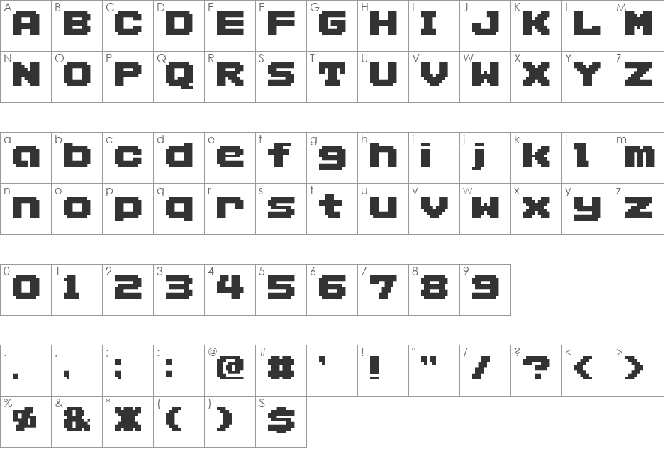 AddLGBitmap09 font character map preview