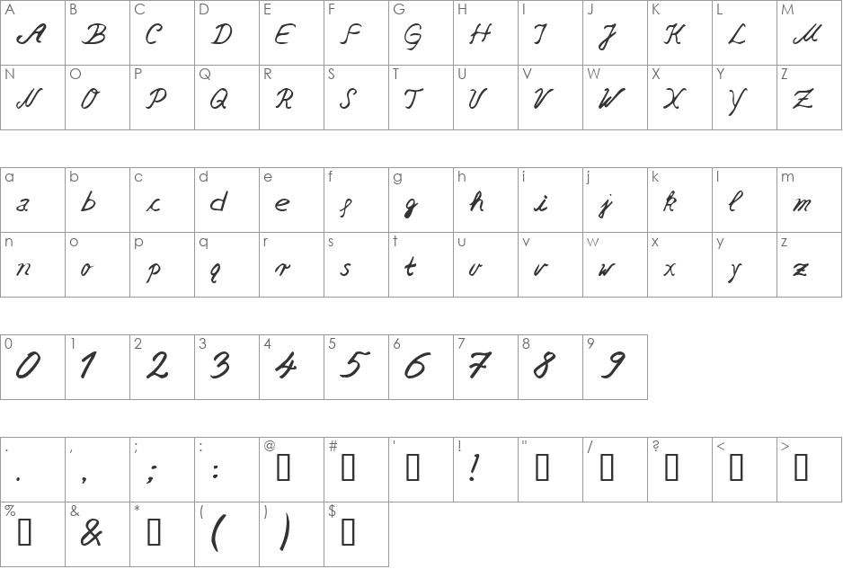 bakija marta font character map preview