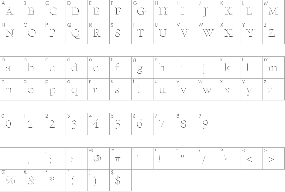 ReliefSerif font character map preview