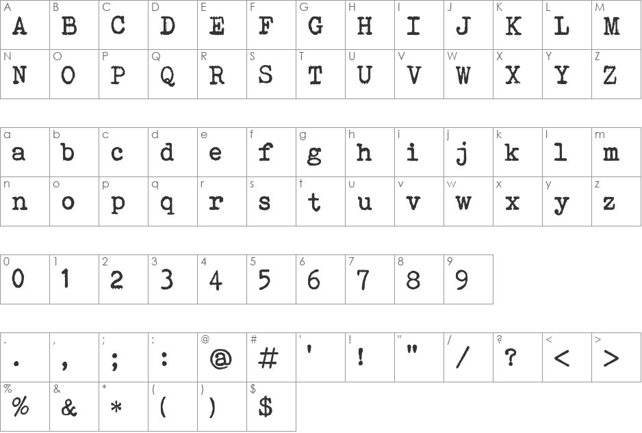 remagg_cz font character map preview