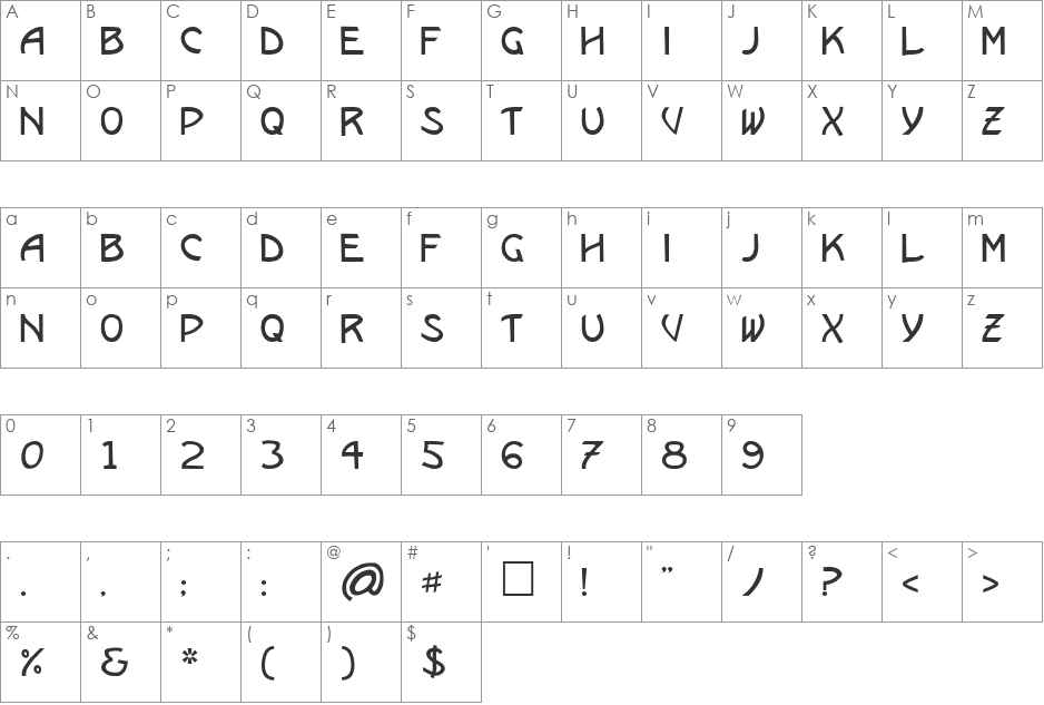 Remark font character map preview