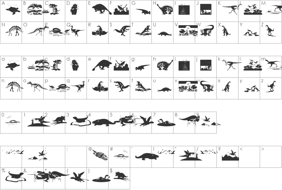 RememberMesozoikum font character map preview