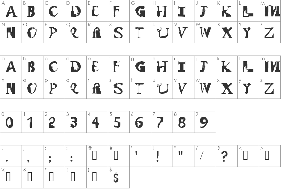 Remix font character map preview